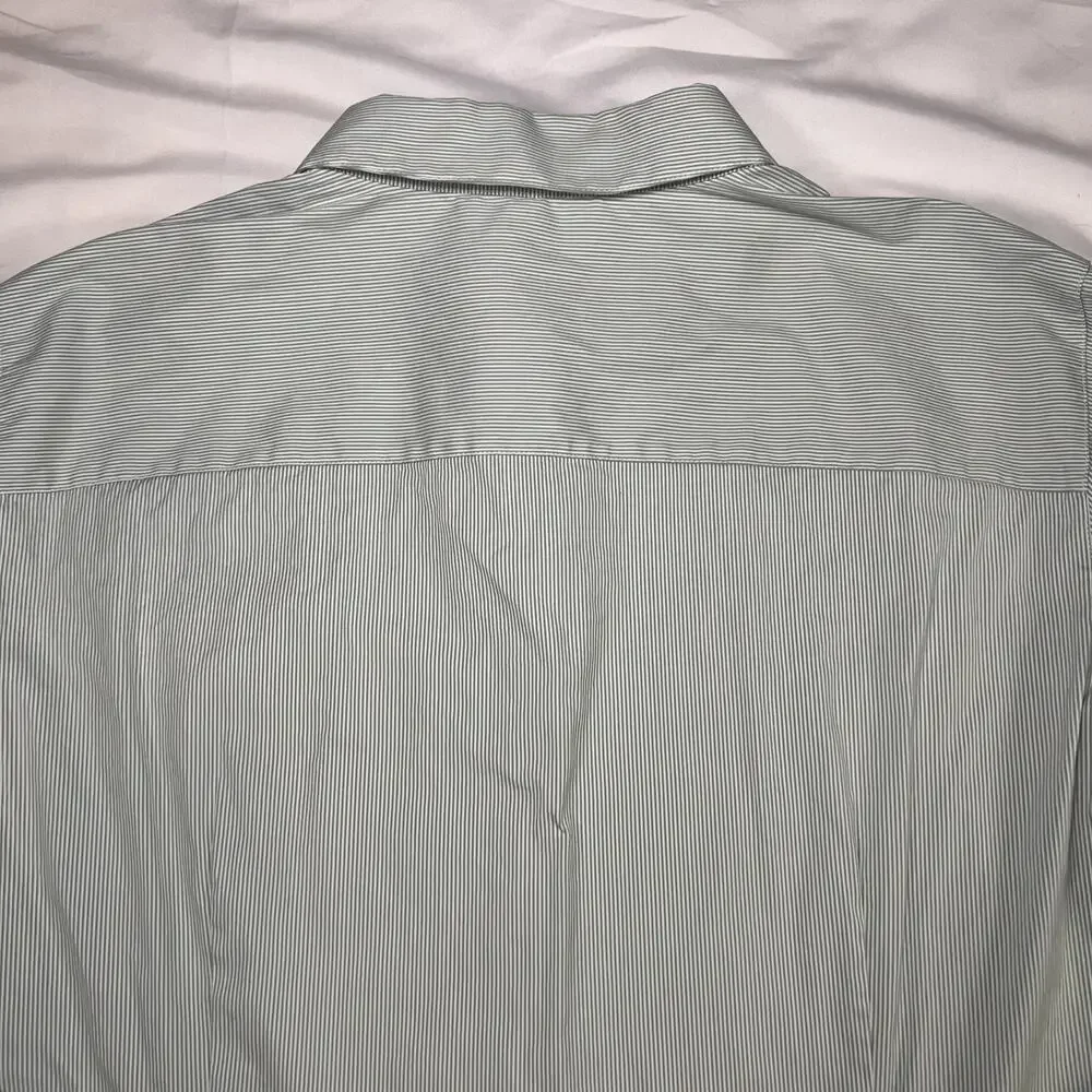 Lafayette 148 New York Shirt Womens Size 14 Green Stripe Button Front Top Blouse - Picture 10 of 14